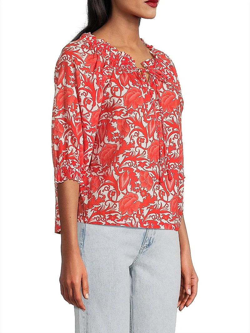 Havana Hibiscus Print Cotton Top