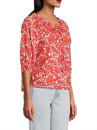 Havana Hibiscus Print Cotton Top