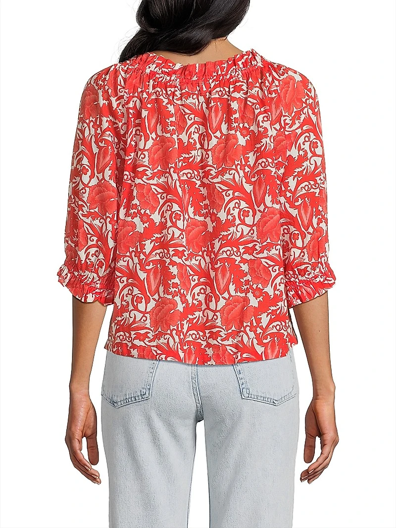 Havana Hibiscus Print Cotton Top