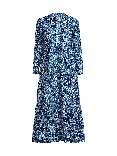 Diwali Floral Cotton A-Line Midi Dress