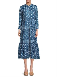 Diwali Floral Cotton A-Line Midi Dress