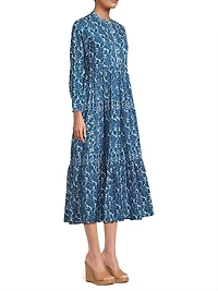 Diwali Floral Cotton A-Line Midi Dress