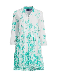 Deauville Leaf Print Cotton A-Line Minidress