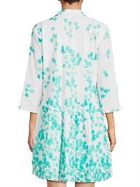 Deauville Leaf Print Cotton A-Line Minidress