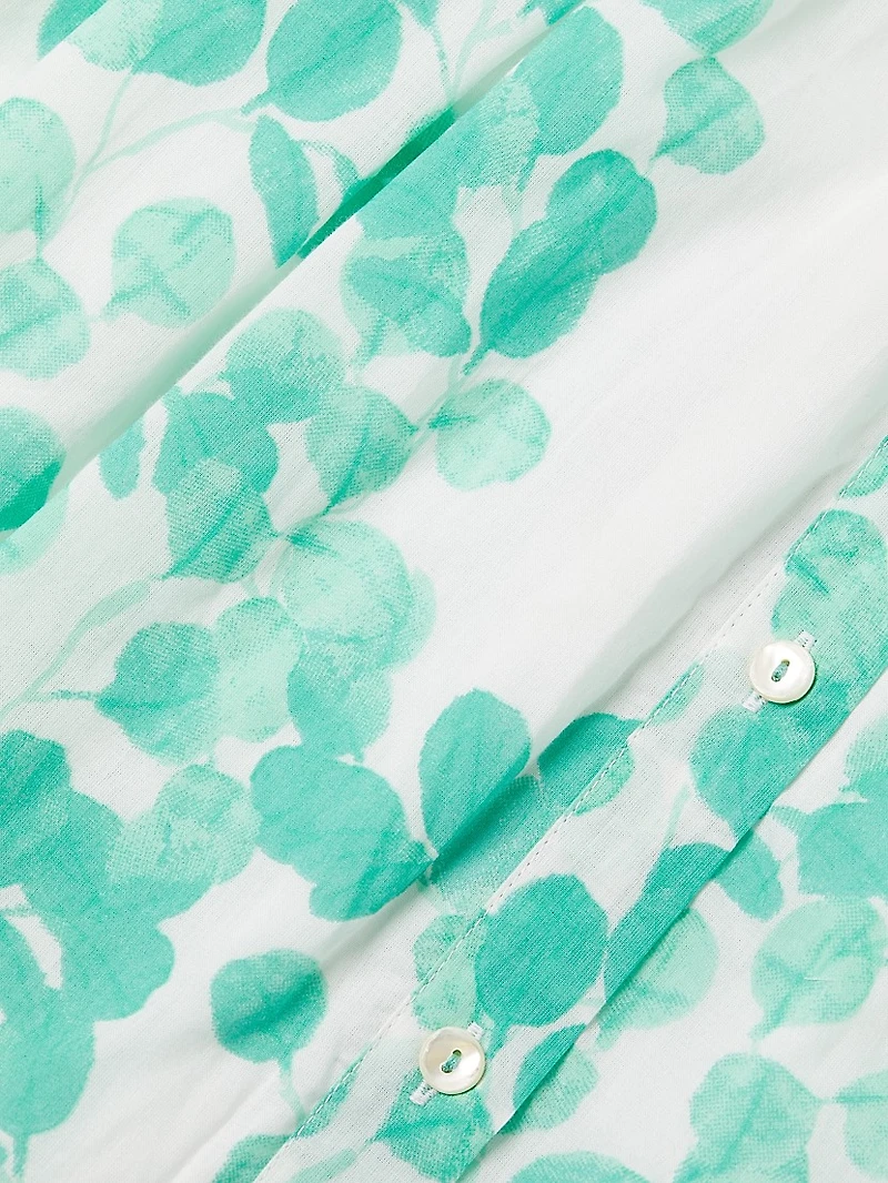Deauville Leaf Print Cotton A-Line Minidress
