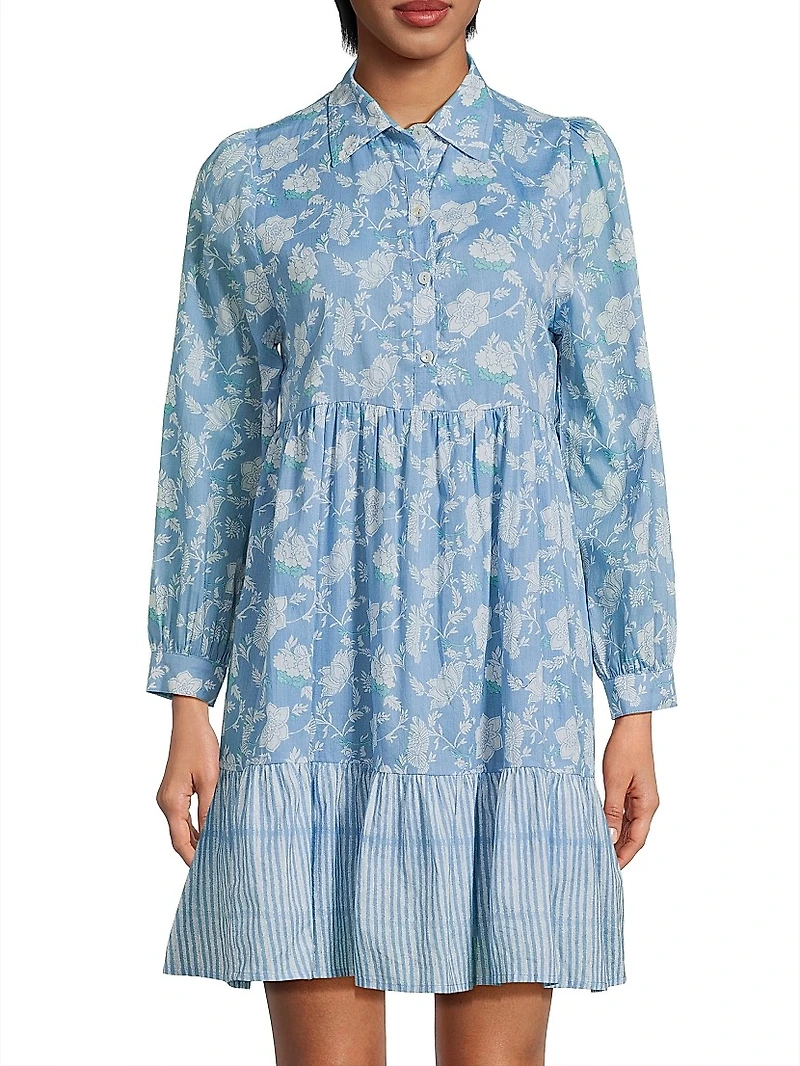 Romy Floral Cotton Mini-Shirtdress