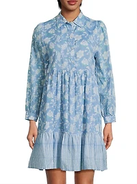 Romy Floral Cotton Mini-Shirtdress
