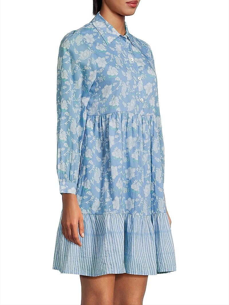 Romy Floral Cotton Mini-Shirtdress