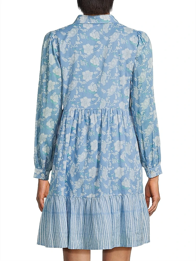 Romy Floral Cotton Mini-Shirtdress