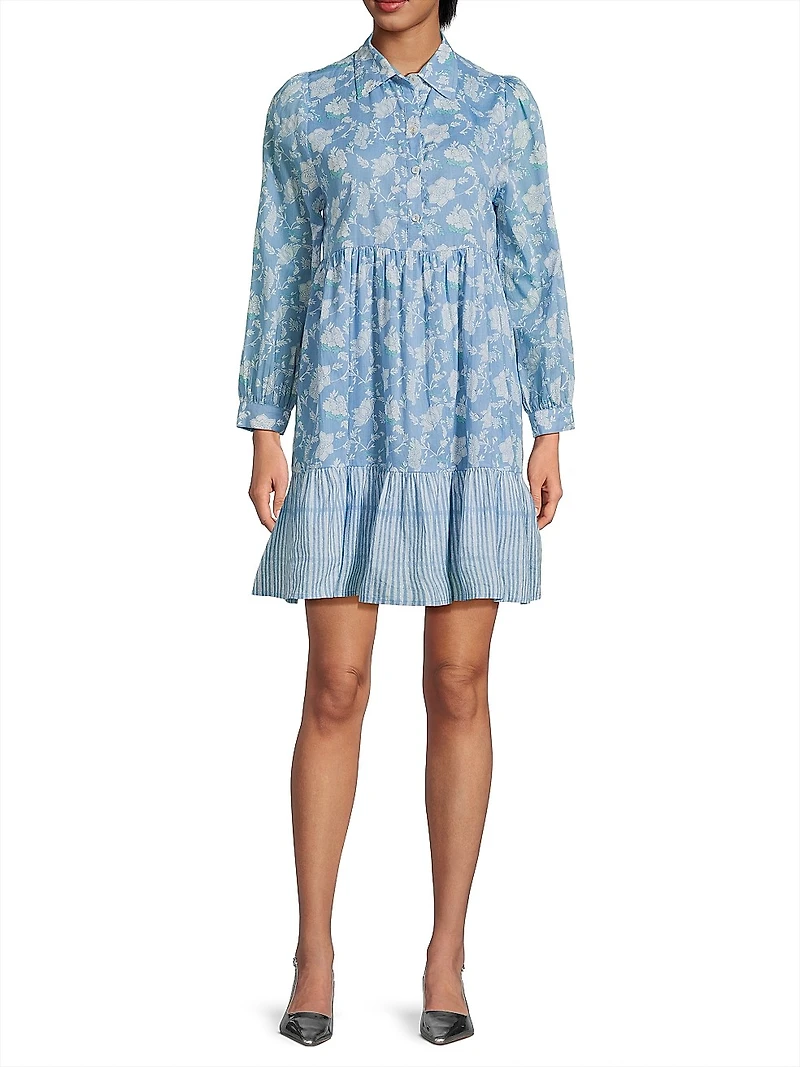 Romy Floral Cotton Mini-Shirtdress