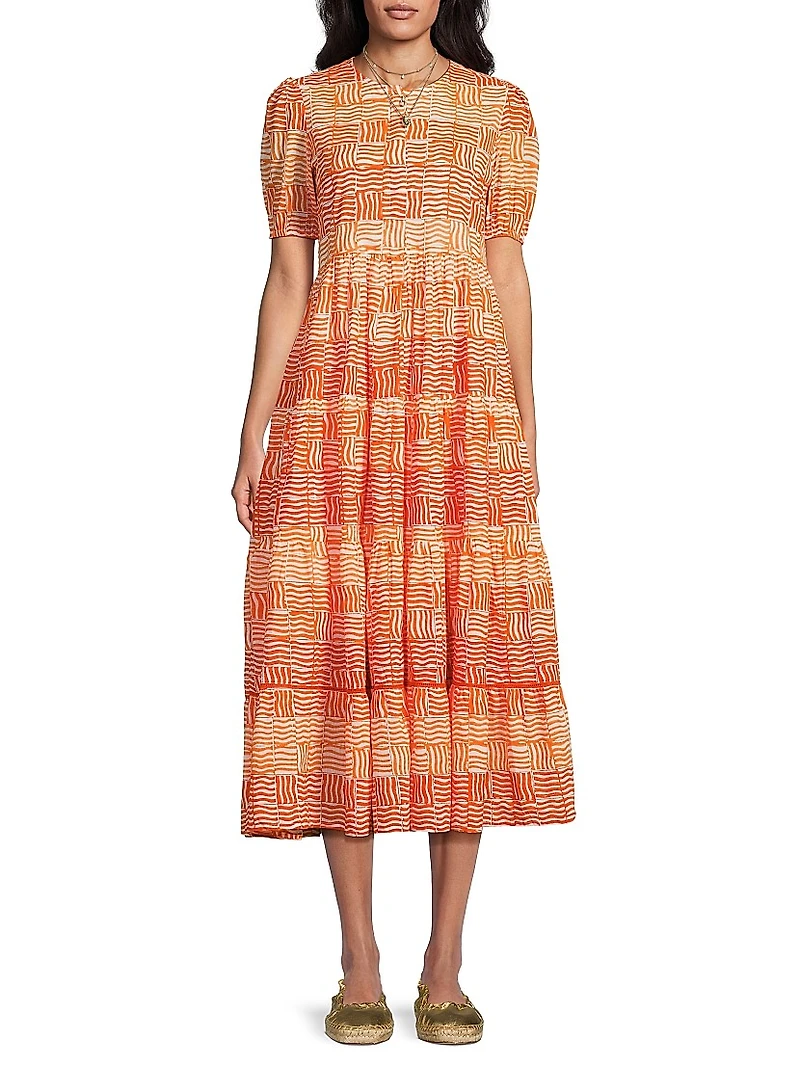 Daphne Cotton A-Line Midi-Dress
