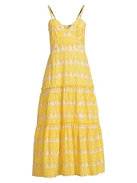 Brittany Printed Tiered Midi-Dress