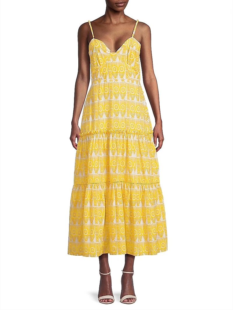 Brittany Printed Tiered Midi-Dress