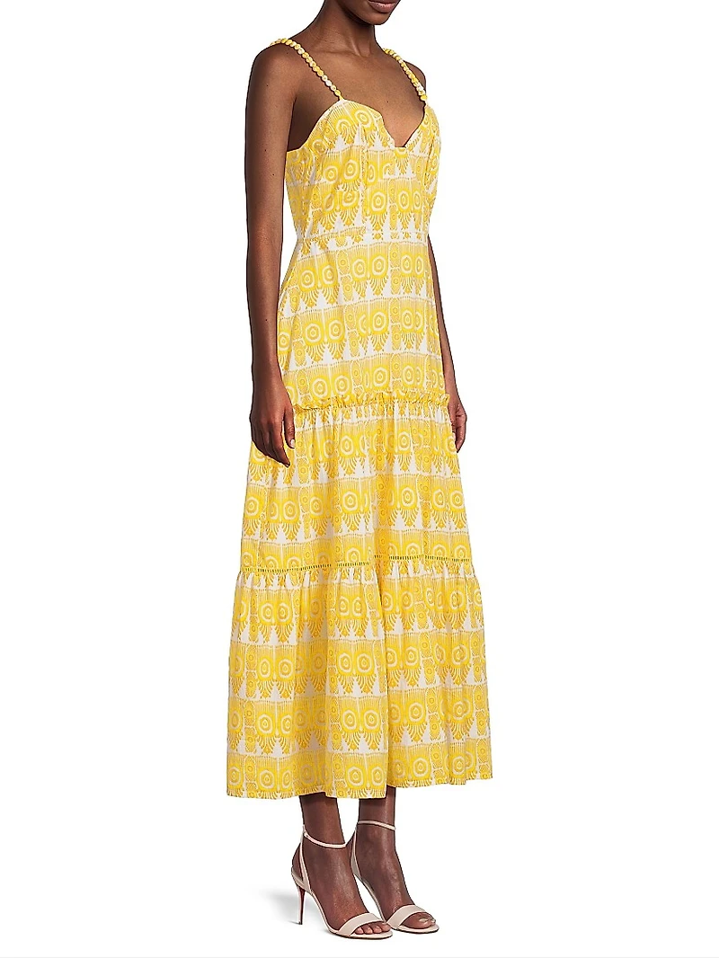 Brittany Printed Tiered Midi-Dress