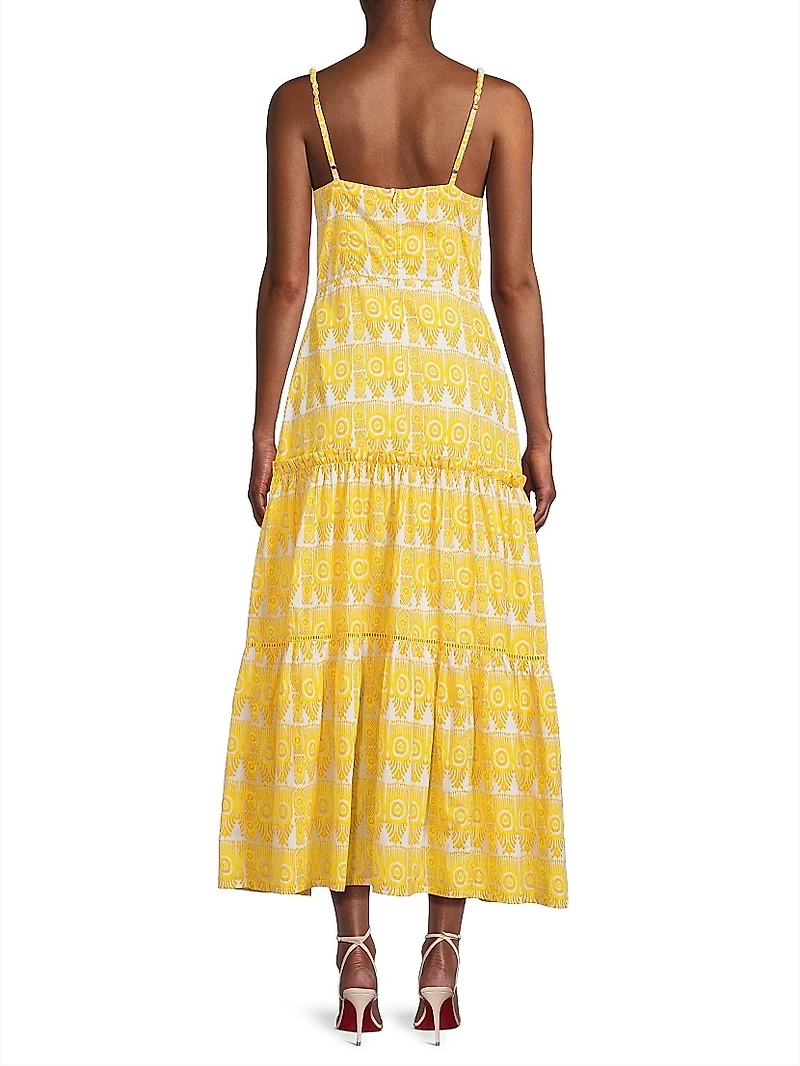 Brittany Printed Tiered Midi-Dress