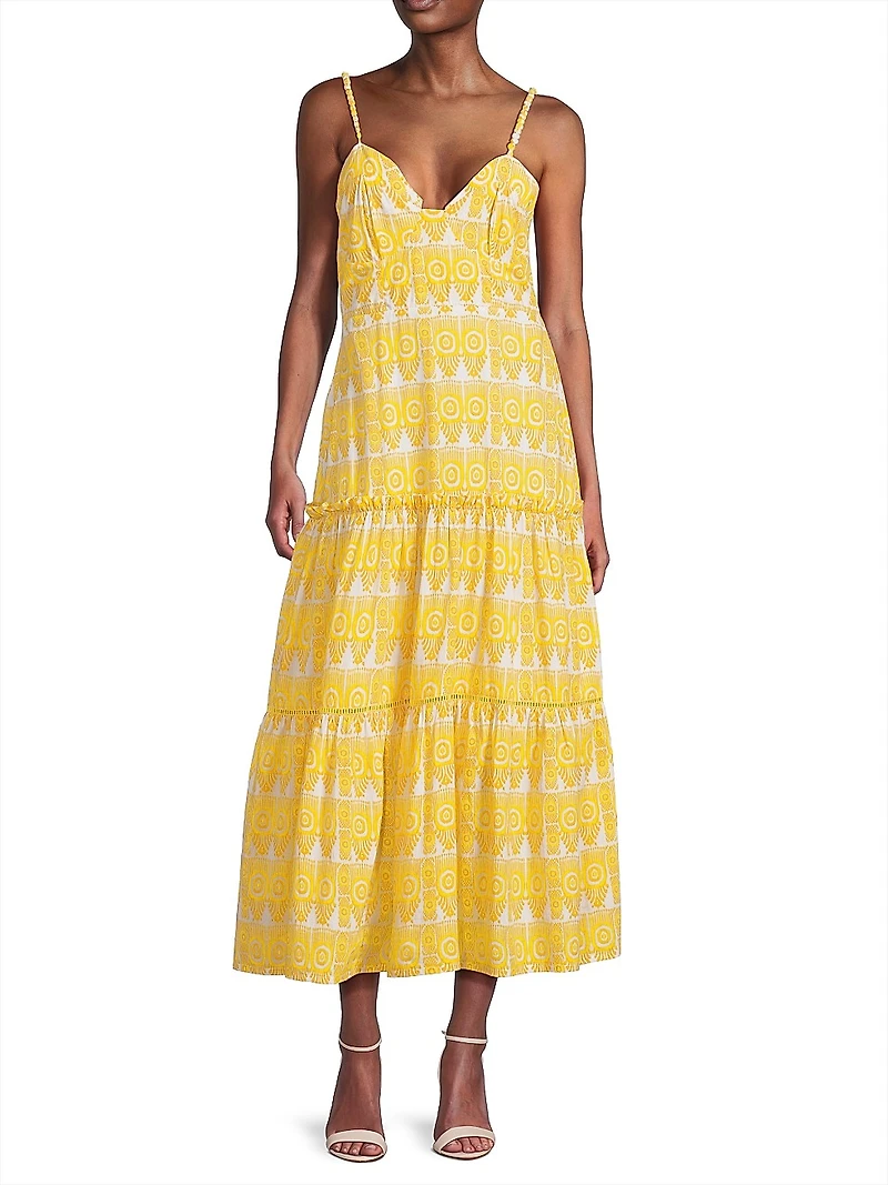 Brittany Printed Tiered Midi-Dress