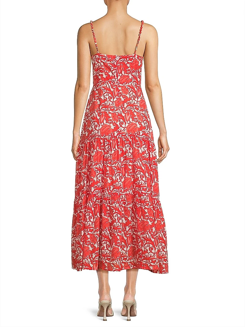 Brittany Botanical Print Midi-Dress