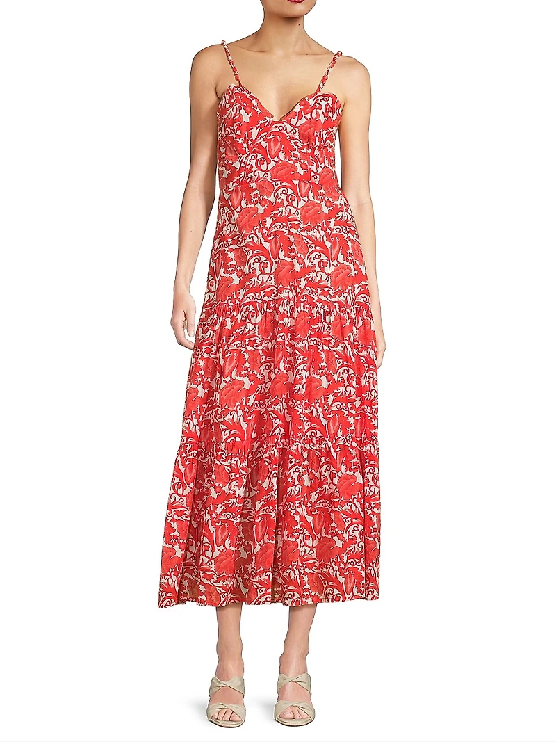 Brittany Botanical Print Midi-Dress