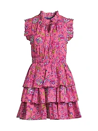 Bimba Floral Cotton Ruffled A-Line Minidress