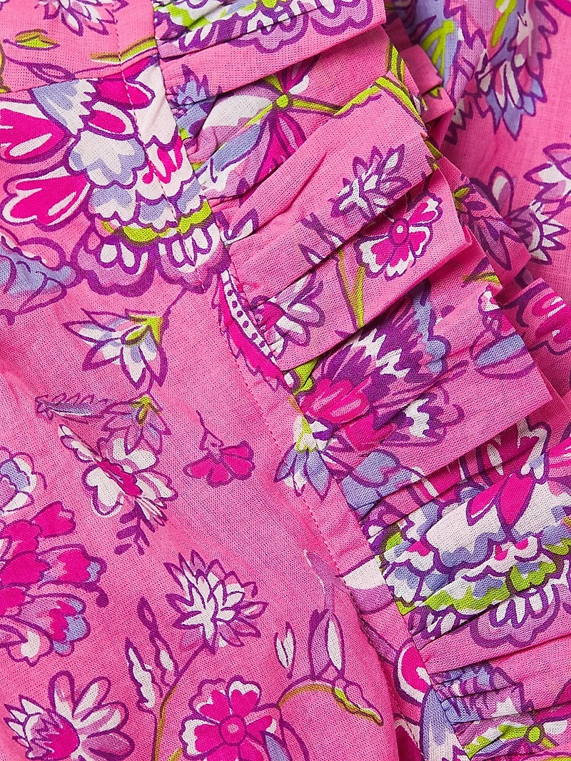 Bimba Floral Cotton Ruffled A-Line Minidress