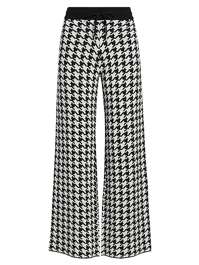 Houndstooth High-Rise Straight-Leg Pants