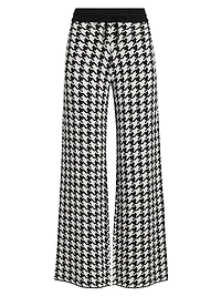 Houndstooth High-Rise Straight-Leg Pants