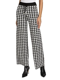 Houndstooth High-Rise Straight-Leg Pants