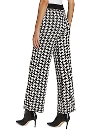 Houndstooth High-Rise Straight-Leg Pants
