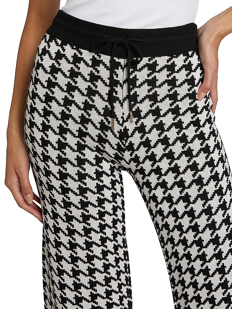 Houndstooth High-Rise Straight-Leg Pants