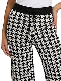 Houndstooth High-Rise Straight-Leg Pants