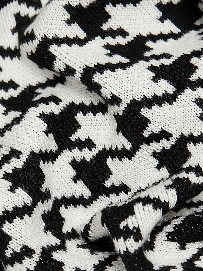 Houndstooth High-Rise Straight-Leg Pants