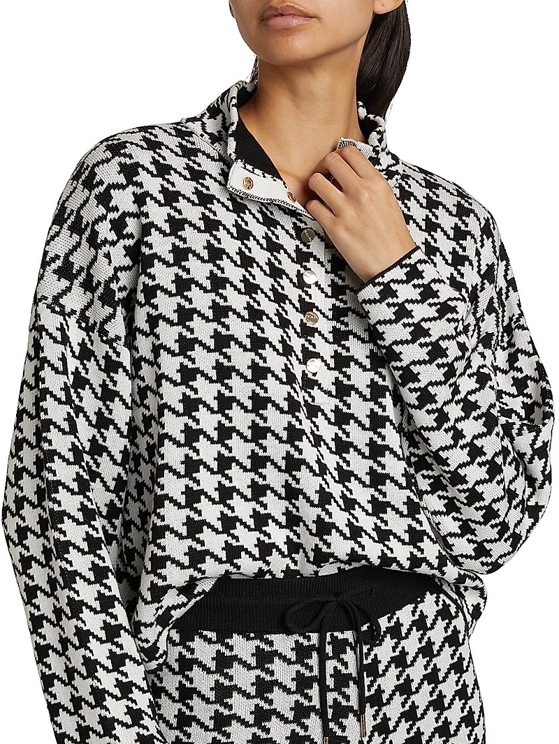Snap Placket Funnel Neck Sweater
