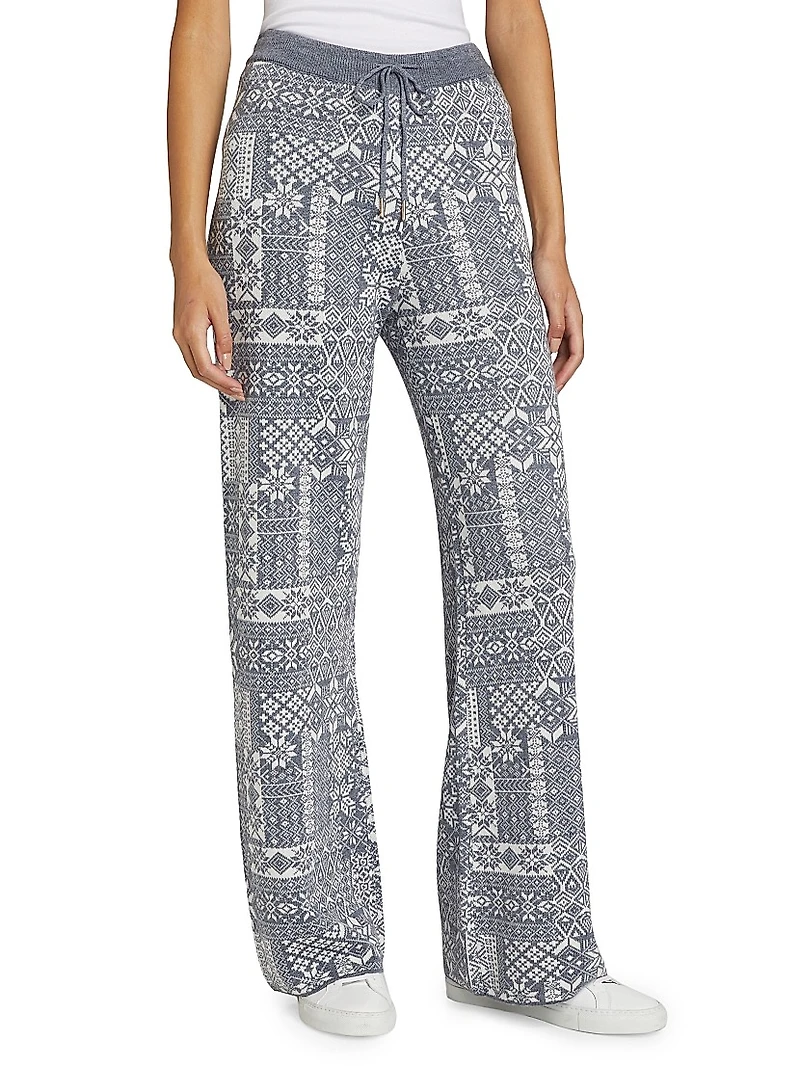 Patchwork Jacquard Knit Pants