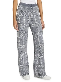 Patchwork Jacquard Knit Pants