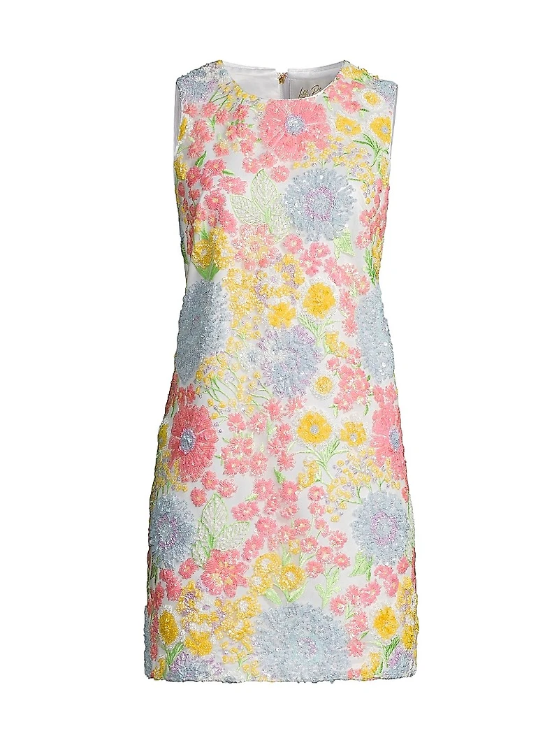 Airbella Floral Sequined Shift Dress
