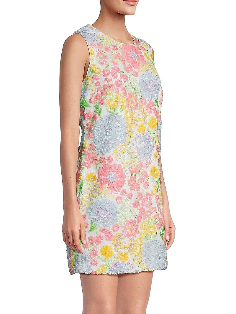 Airbella Floral Sequined Shift Dress
