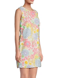 Airbella Floral Sequined Shift Dress