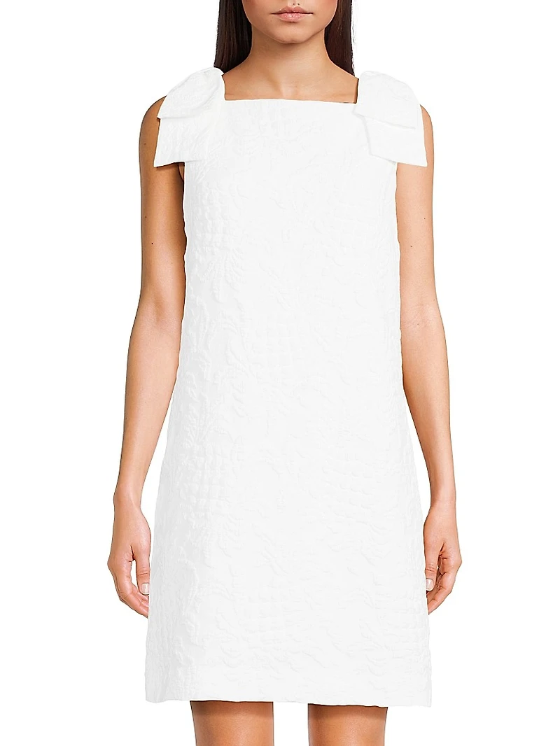 Carmine Pucker Jacquard Minidress