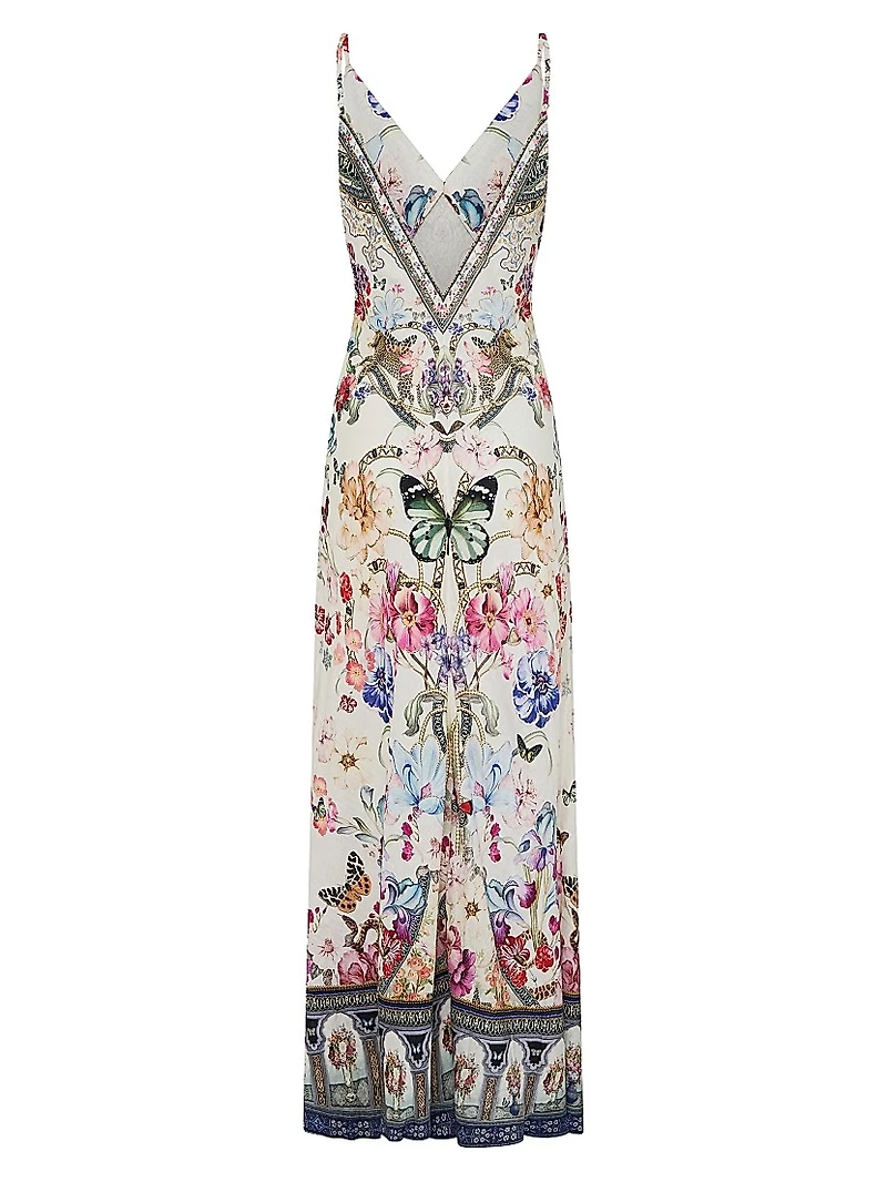 Printed Linen A-Line Maxi Slipdress