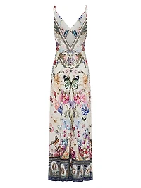 Printed Linen A-Line Maxi Slipdress