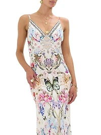 Printed Linen A-Line Maxi Slipdress