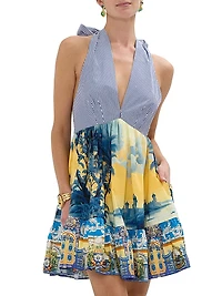 Halterneck Ruffle Hem Minidress