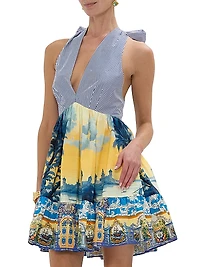Halterneck Ruffle Hem Minidress