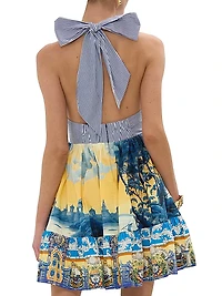 Halterneck Ruffle Hem Minidress