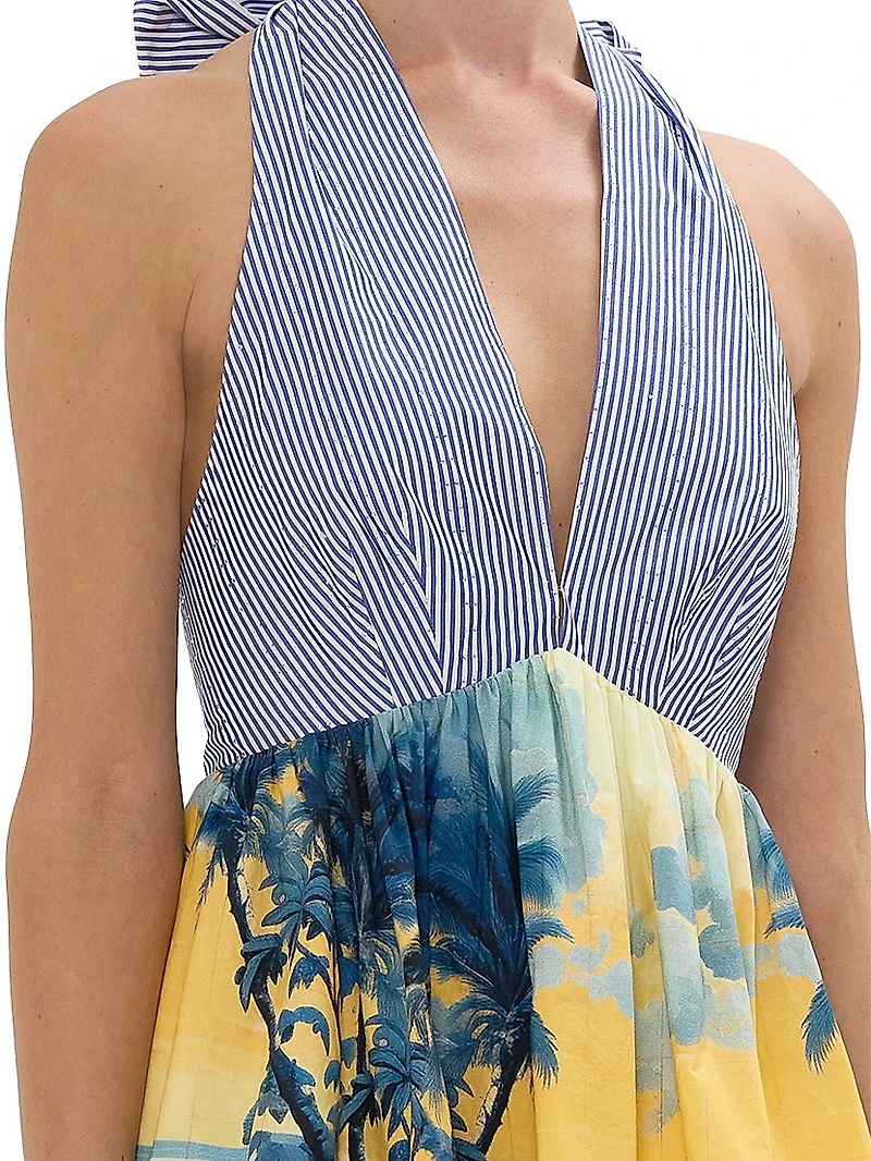 Halterneck Ruffle Hem Minidress