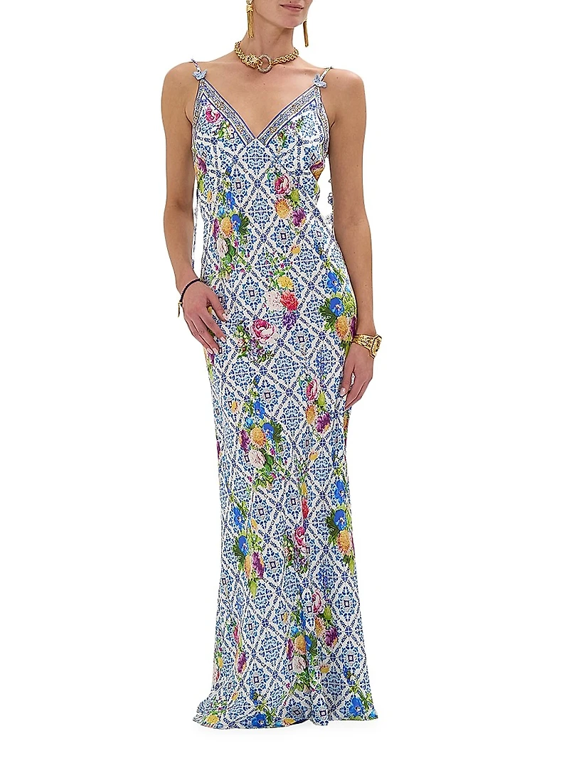 Floral Linen Maxi Slipdress