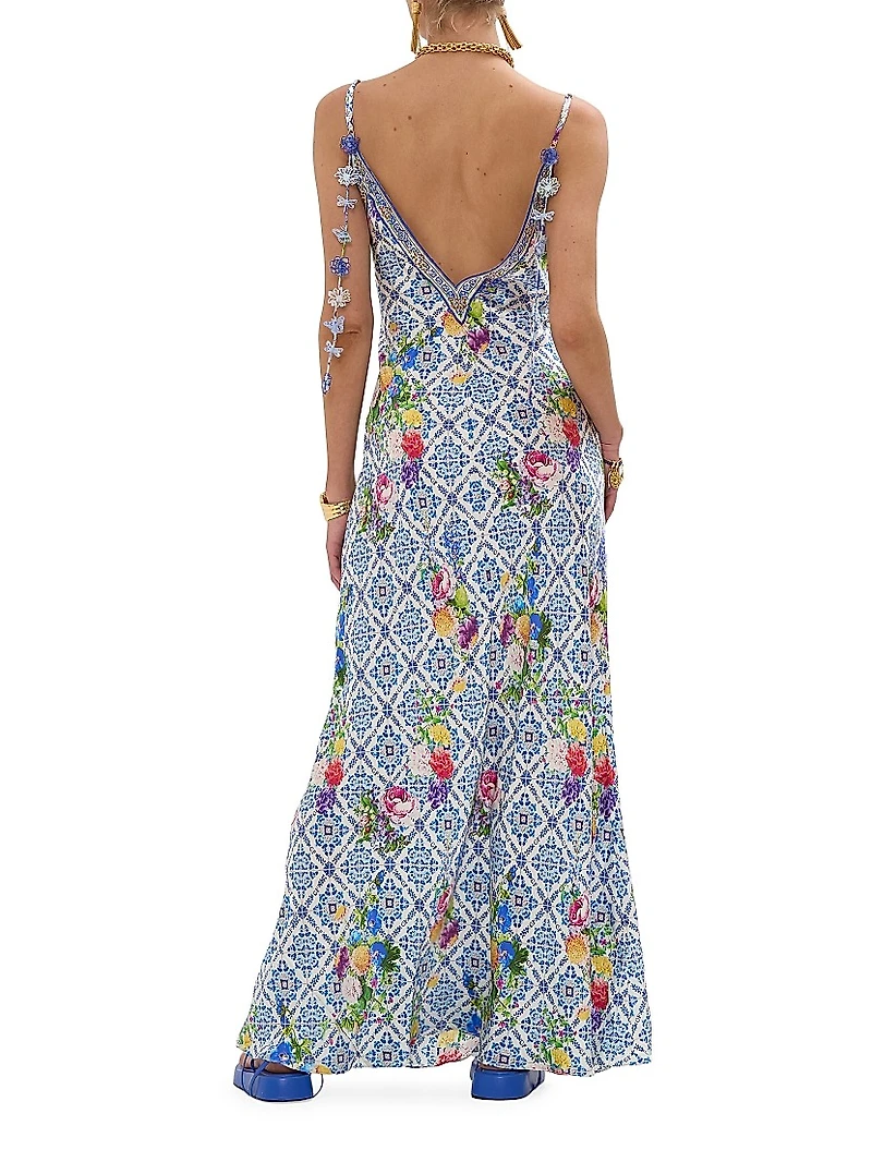 Floral Linen Maxi Slipdress
