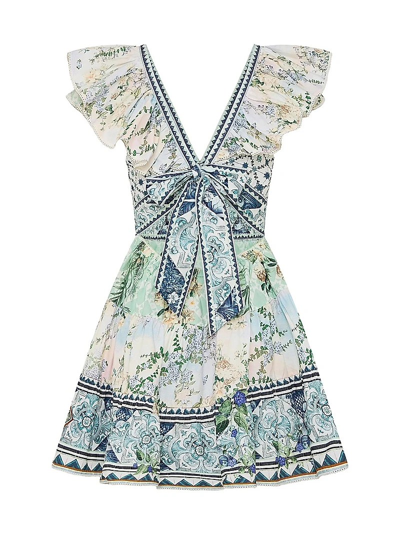 Floral Patchwork Ruffle Minidress