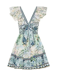 Floral Patchwork Ruffle Minidress