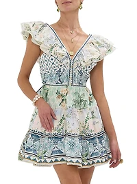 Floral Patchwork Ruffle Minidress